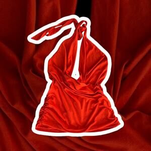 orange red halter top